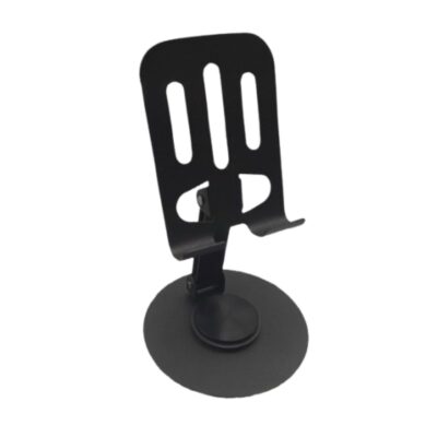 Suporte de Mesa em Aço para Celular e Tablet com Rotação 360° – Base Fixa e Estável